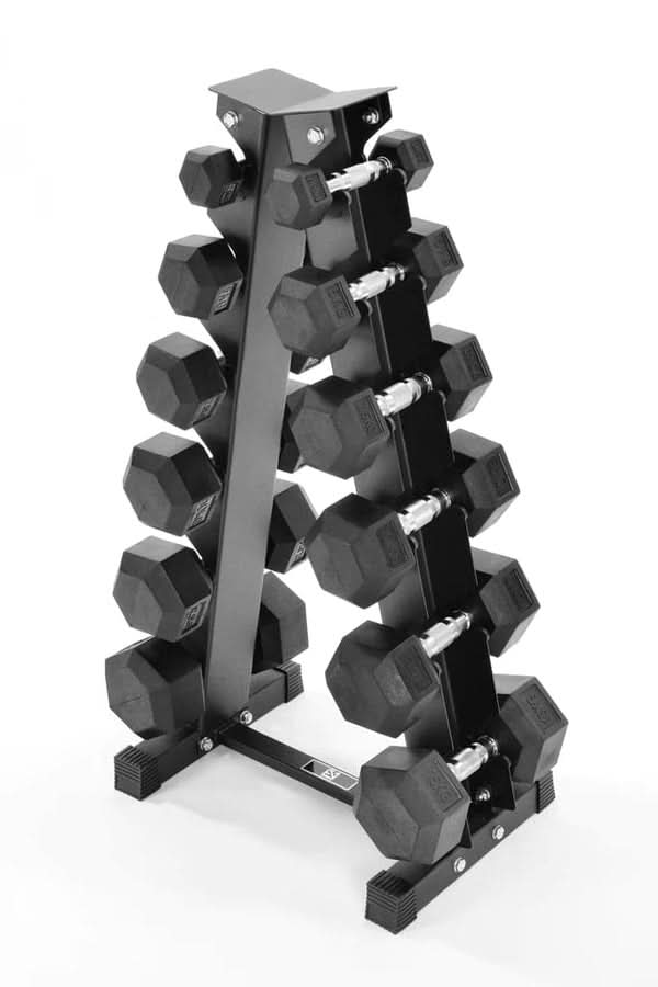 Level Fitness Dumbbells Set 2.5 to 15 Kg with 6 pair Vertical Dumbbell Rack Strength Training Equipment with Adjustable Bench for Bench Press (Optional) | Combo