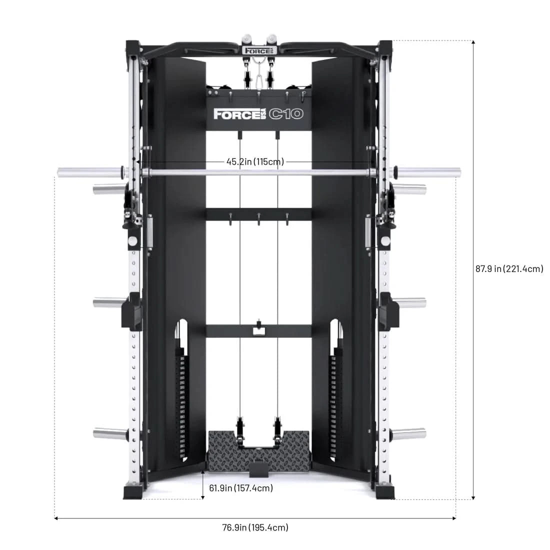 Force USA C10 All-In-One Trainer – Multifunctional Smith Machine, Power Rack & Cable Pulley System
