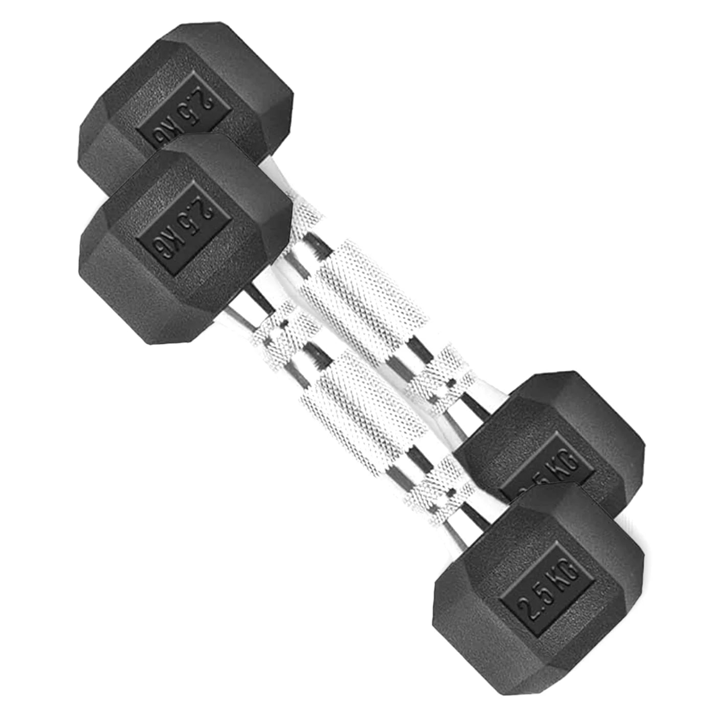 DS HEX Rubber Dumbbells (Pair) | 2.5 Kg to 20 Kg 2.5 KG (5.5 LBS)