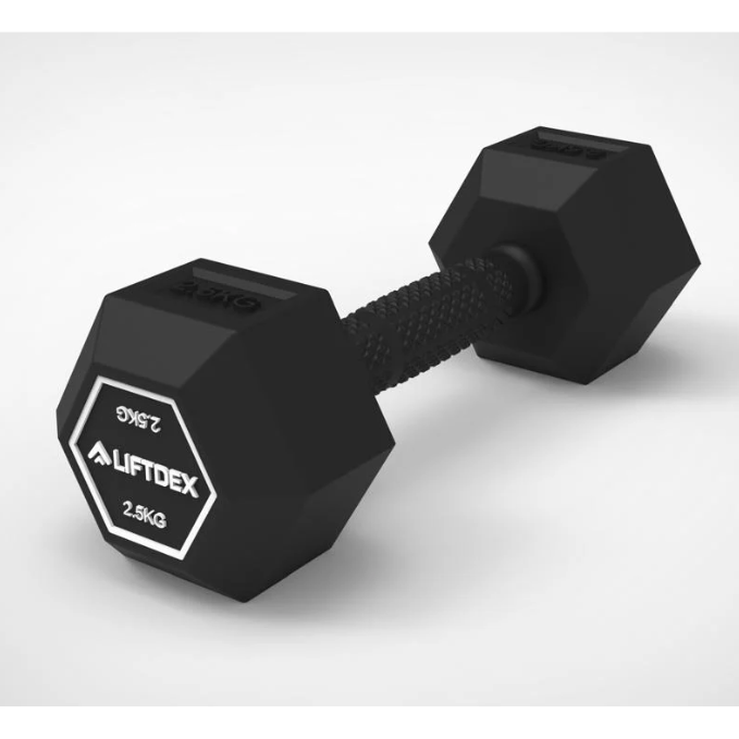 Liftdex Rubber Hex Dumbbell Pair, 2.5 KG - 30 KG