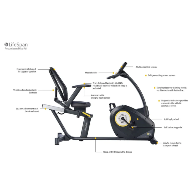 LifeSpan Fitness R5i Self-Generating Light-Commercial Recumbent Bike