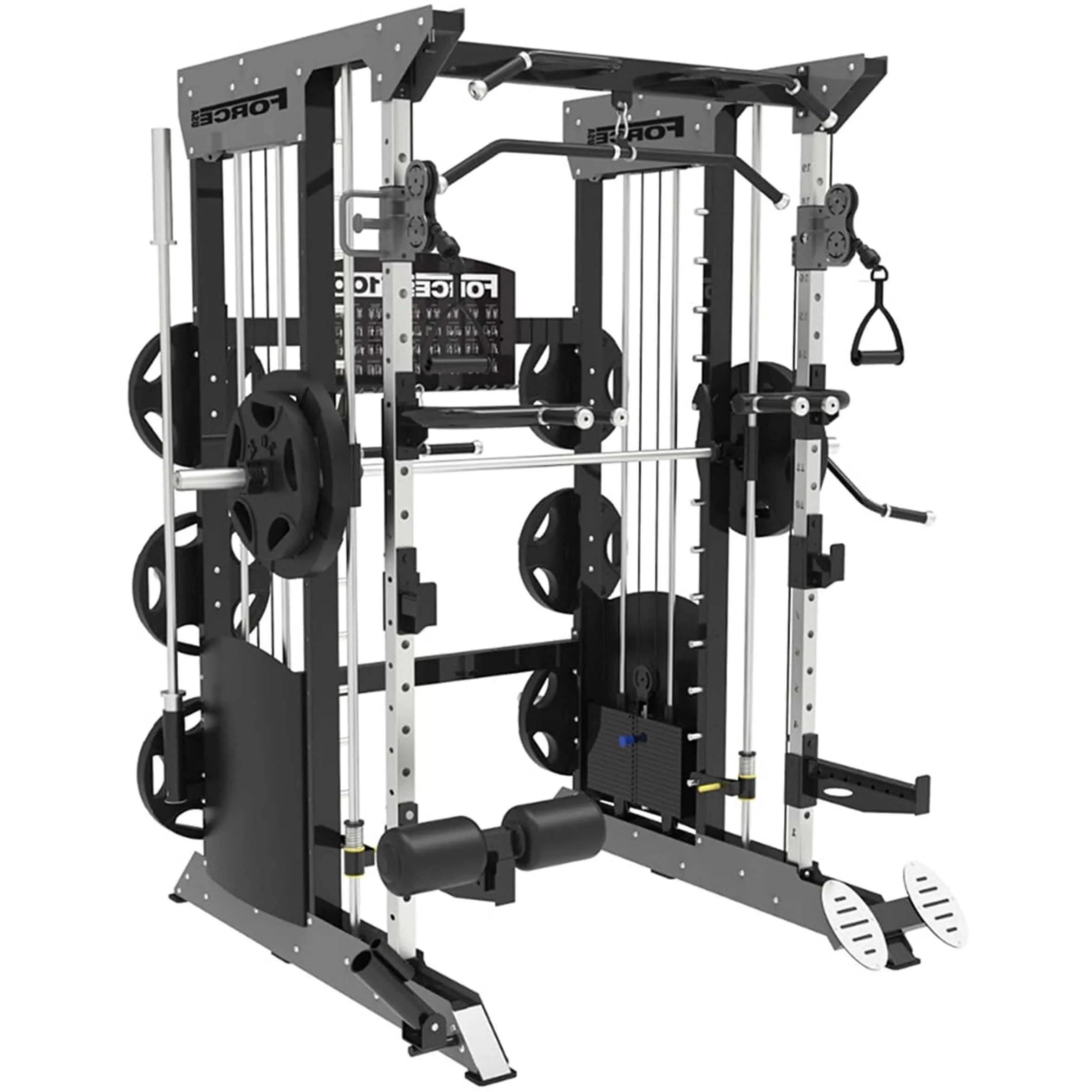 Force USA F100 All-In-One Trainer (Pin Loaded) – Includes 15kg Olympic Barbell & Dual Weight Stacks