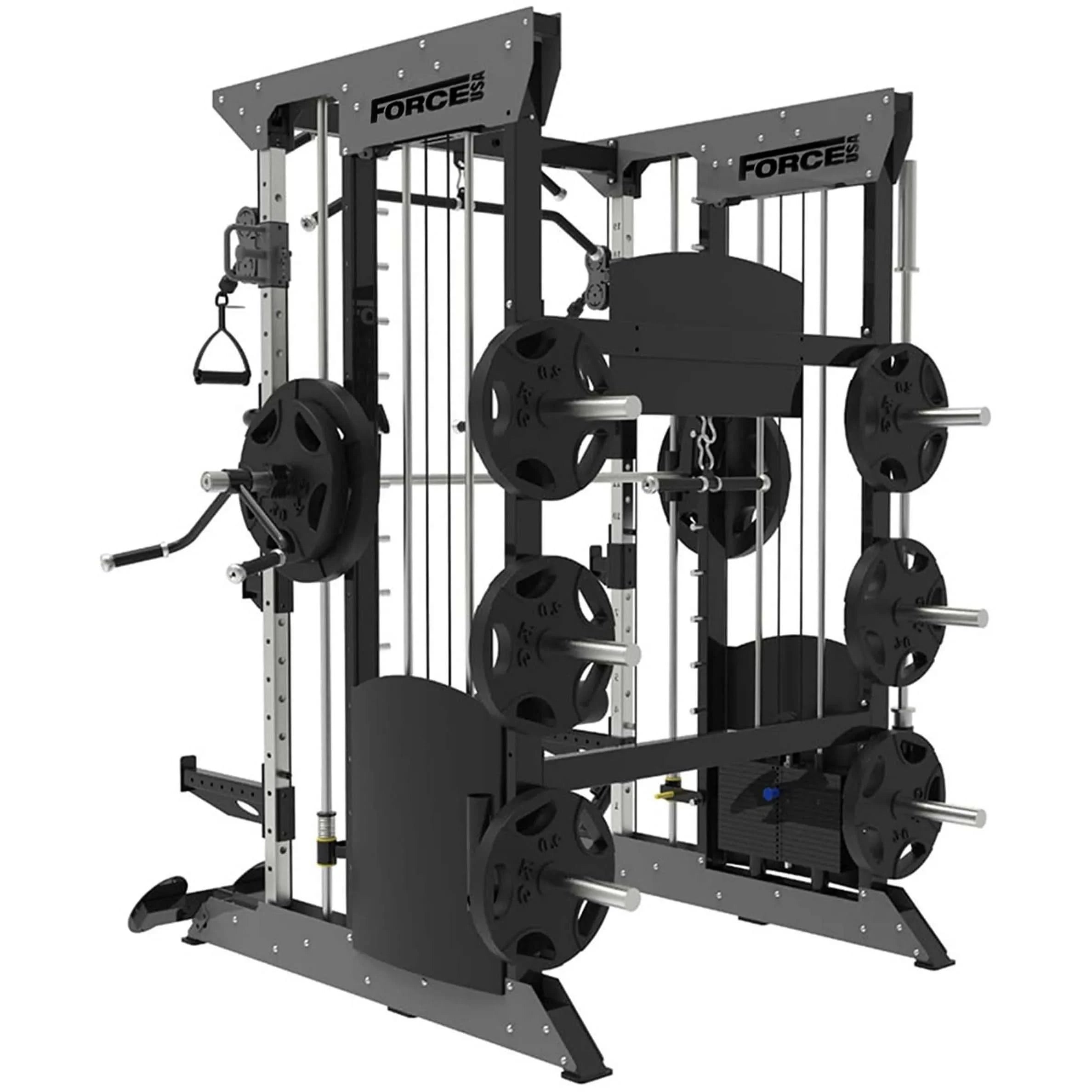 Force USA F100 All-In-One Trainer (Pin Loaded) – Includes 15kg Olympic Barbell & Dual Weight Stacks