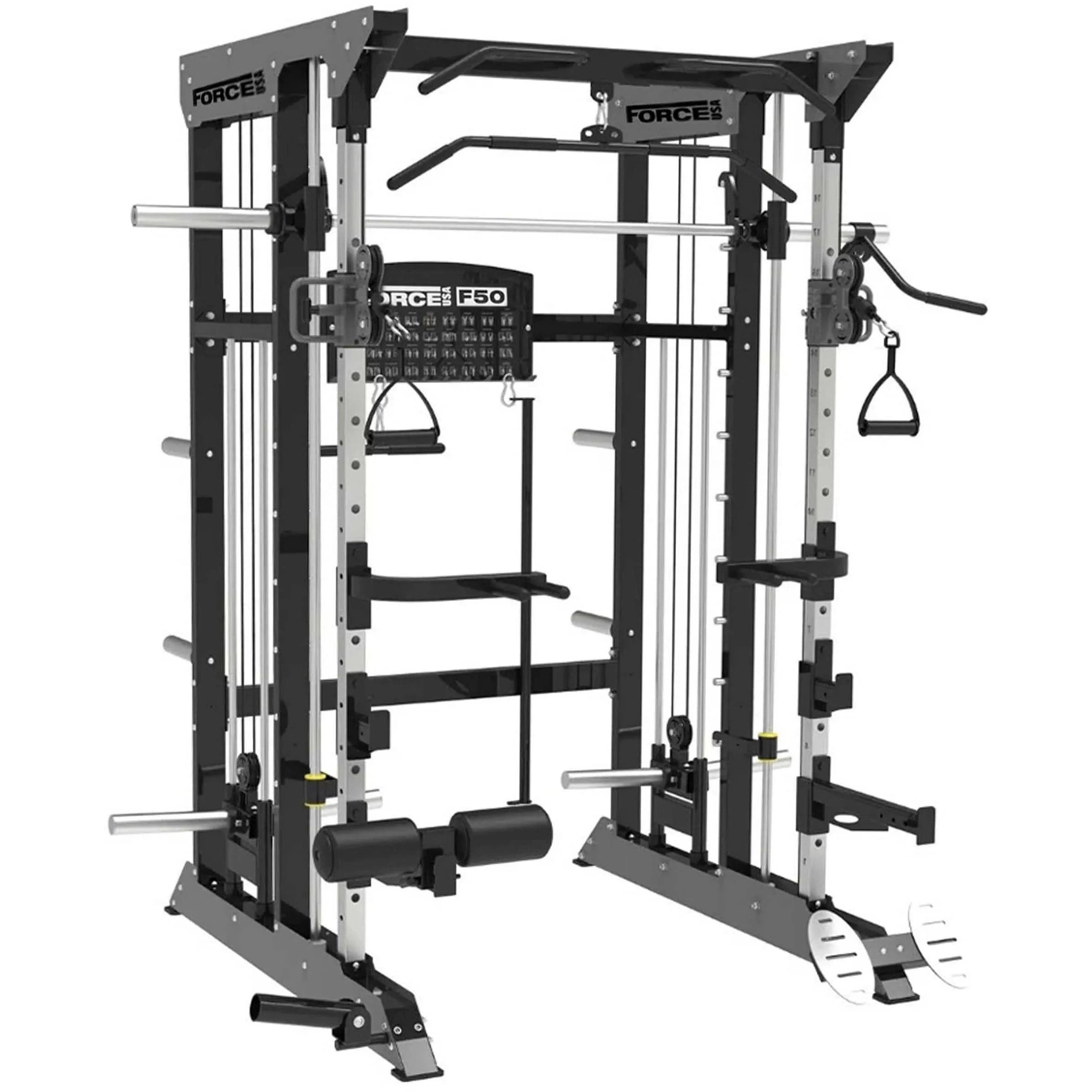 Force USA F50 All-In-One Trainer (Plate Loaded) – Includes 15kg Olympic Barbell & Cable Pulley System