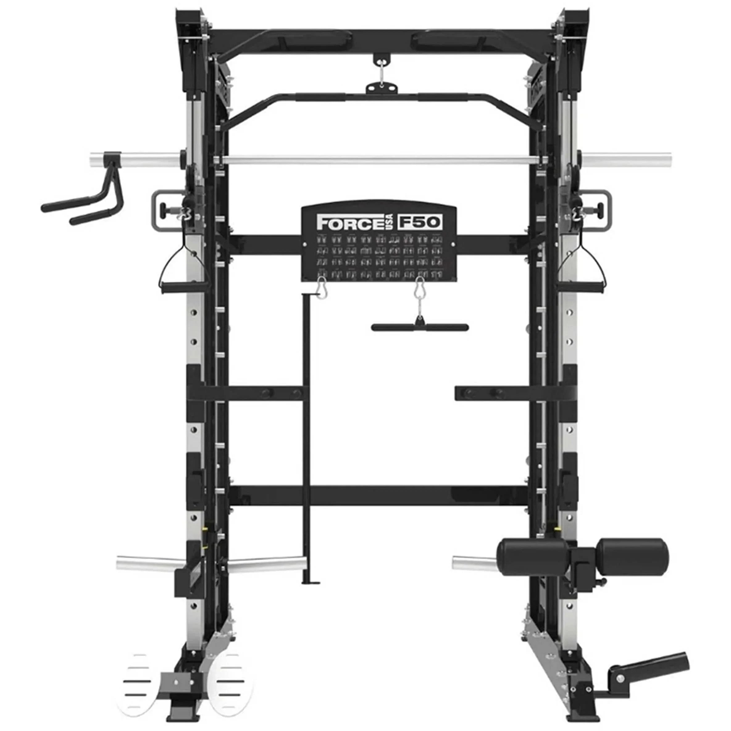 Force USA F50 All-In-One Trainer (Plate Loaded) – Includes 15kg Olympic Barbell & Cable Pulley System