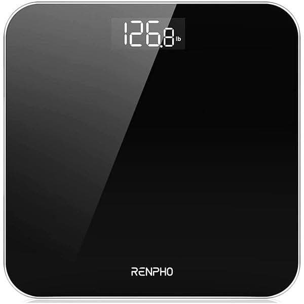 RENPHO Digital Bathroom Scale, Highly Accurate Body Weight Scale with Lighted LED Display, Round Corner Design, 400 lb - Core 1S Black