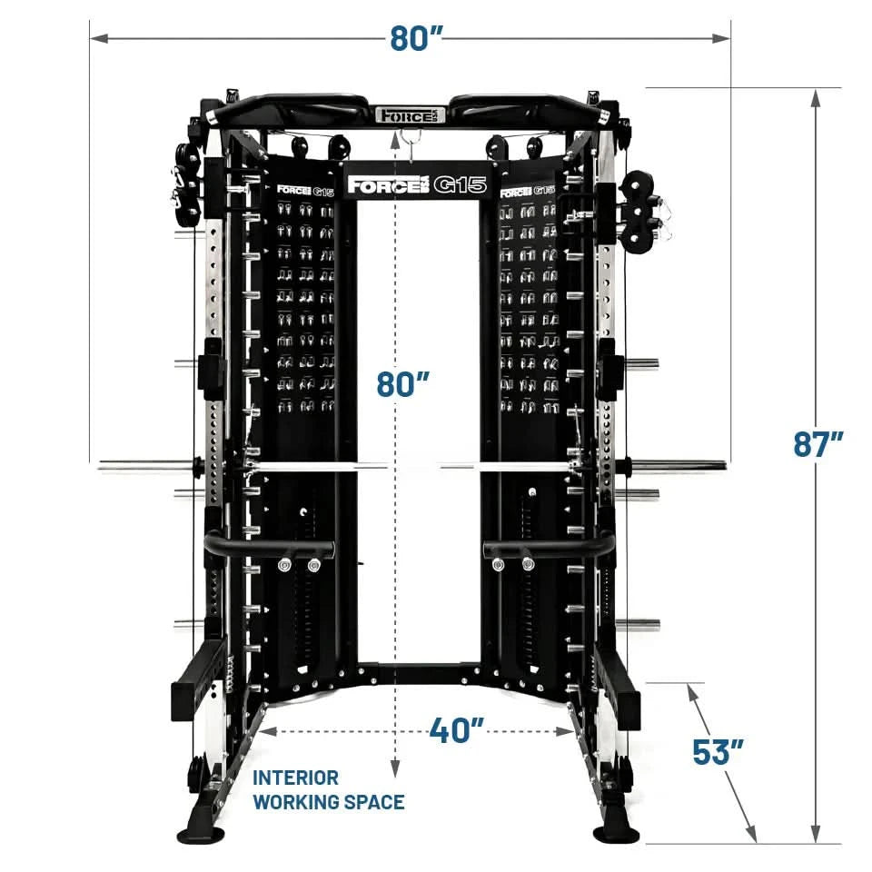 Force USA G15 All-In-One Trainer + Upgrade Kit – Compact Smith, Power Rack & Cable Gym Station