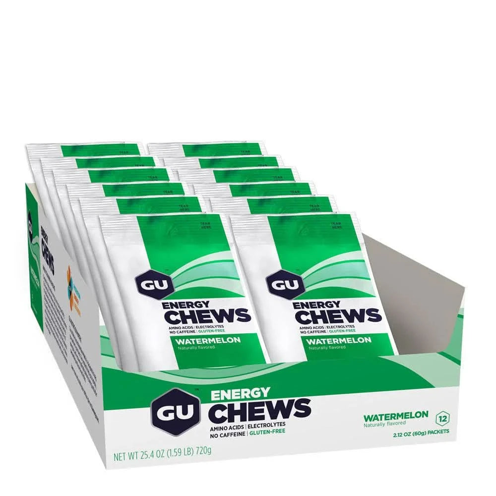 GU Energy Chews | Bite-Sized Chewable Energy (12 Count) Watermelon