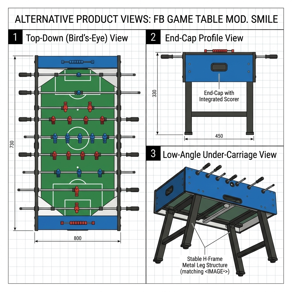 FAS Smile Foosball Table with Telescopic Rods – Blue (OCAL0052)