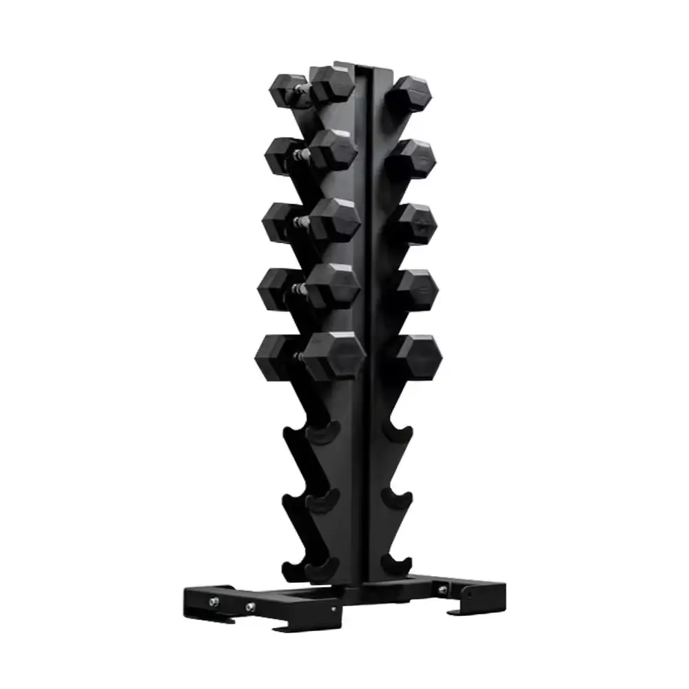 Level Fitness 2.5Kg to 20Kg Dumbbell Sets with 3 Tier Dumbbells Rack | 8 Pairs of Dumbbells Vertical Rack Combo Set