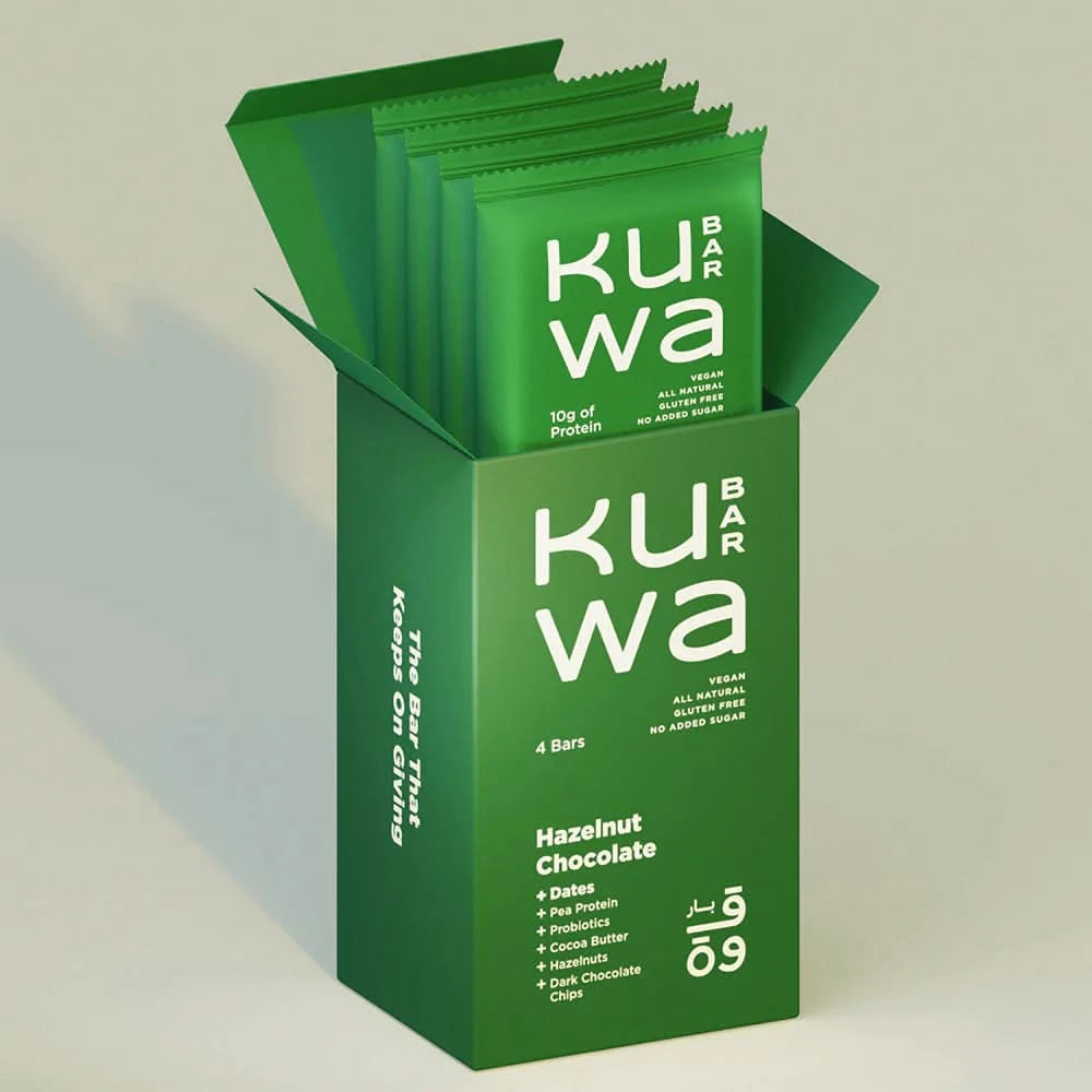 Kuwa All Natural Protein Bars (Pack of 4) Hazelnut Chocolate