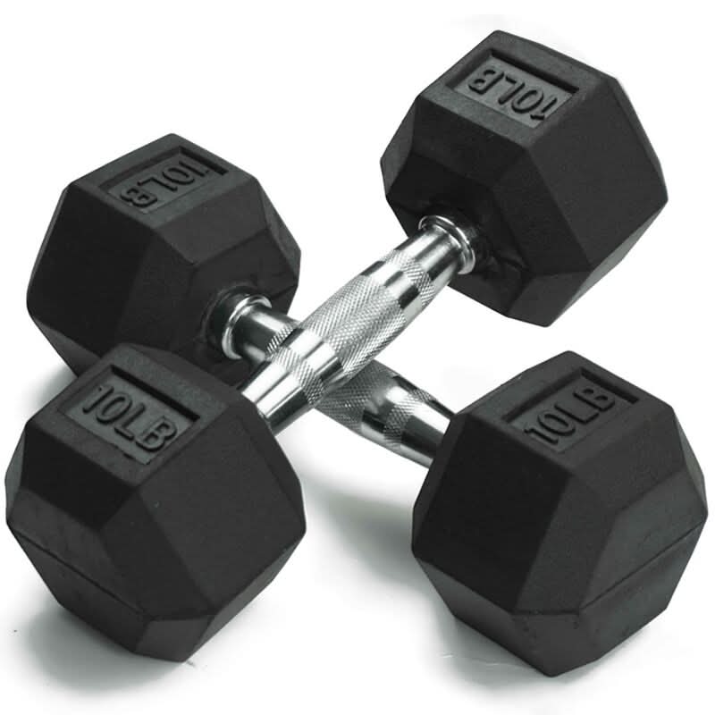 1441 Fitness Rubber Hex Dumbbells in Pounds 5 - 50 Lbs (Sold In Pair) | Weight in LBS | Tough & Durable | Chrome Plated Economical Handle