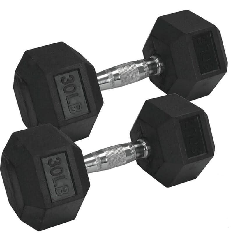 1441 Fitness Rubber Hex Dumbbells in Pounds 5 - 50 Lbs (Sold In Pair) | Weight in LBS | Tough & Durable | Chrome Plated Economical Handle
