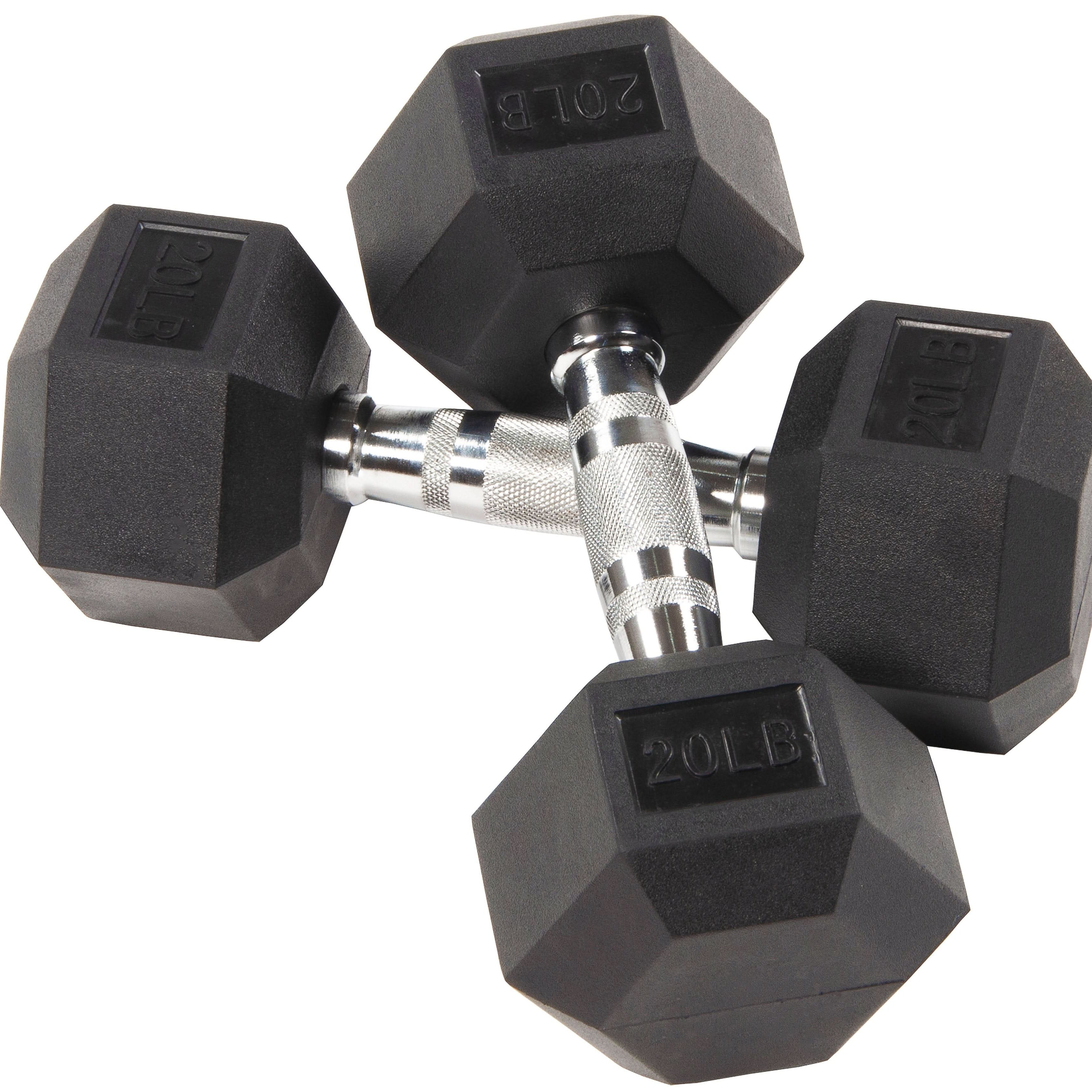 1441 Fitness Rubber Hex Dumbbells in Pounds 5 - 50 Lbs (Sold In Pair) | Weight in LBS | Tough & Durable | Chrome Plated Economical Handle