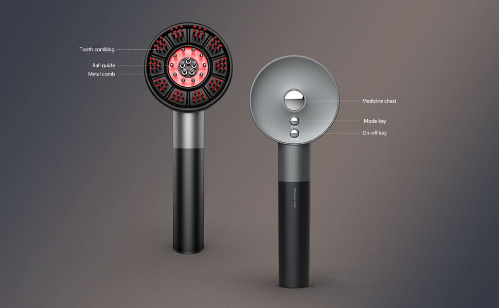 Red Light Scalp Massager – LLLT Hair Growth Device with Adjustable Intensity, Waterproof & Serum Applicator for Scalp Health & Relaxation