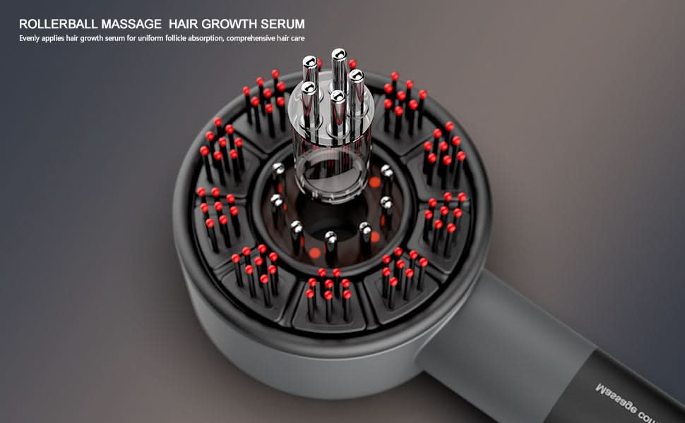 Red Light Scalp Massager – LLLT Hair Growth Device with Adjustable Intensity, Waterproof & Serum Applicator for Scalp Health & Relaxation