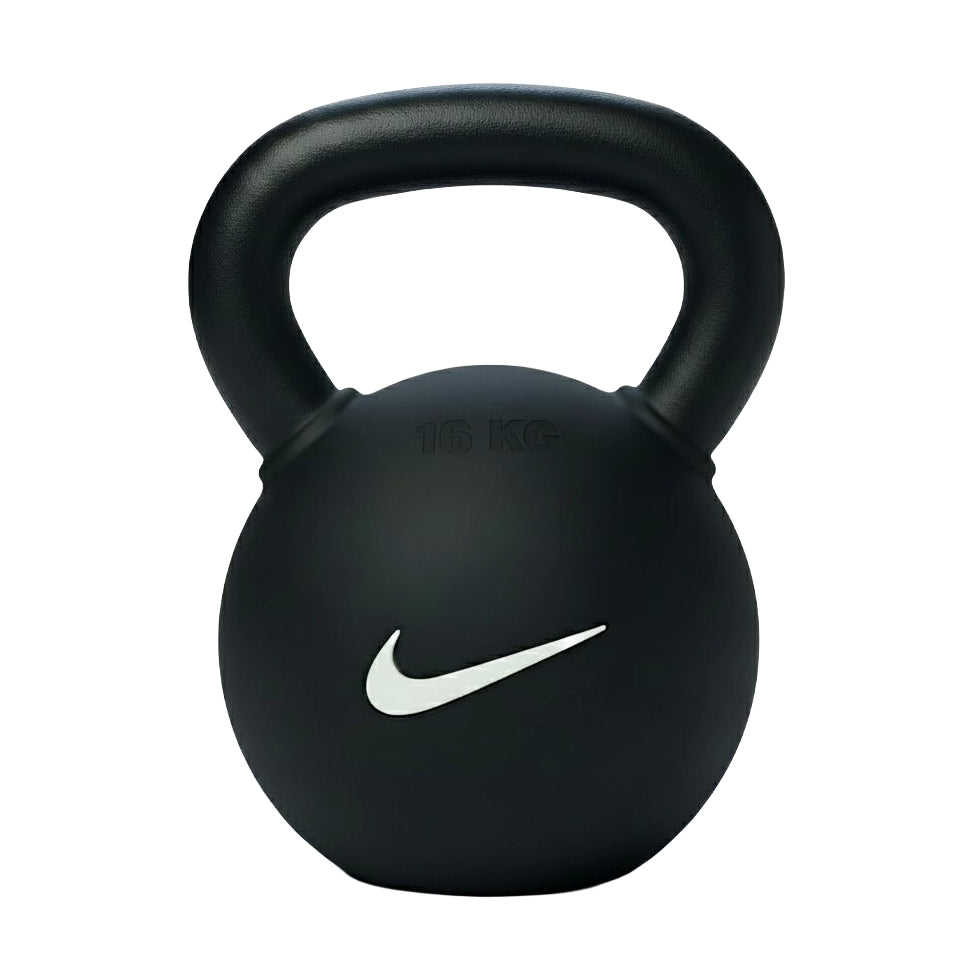 Nike Rubber Coated Kettlebell Strength Training Rubber Kettlebells - Black White 16