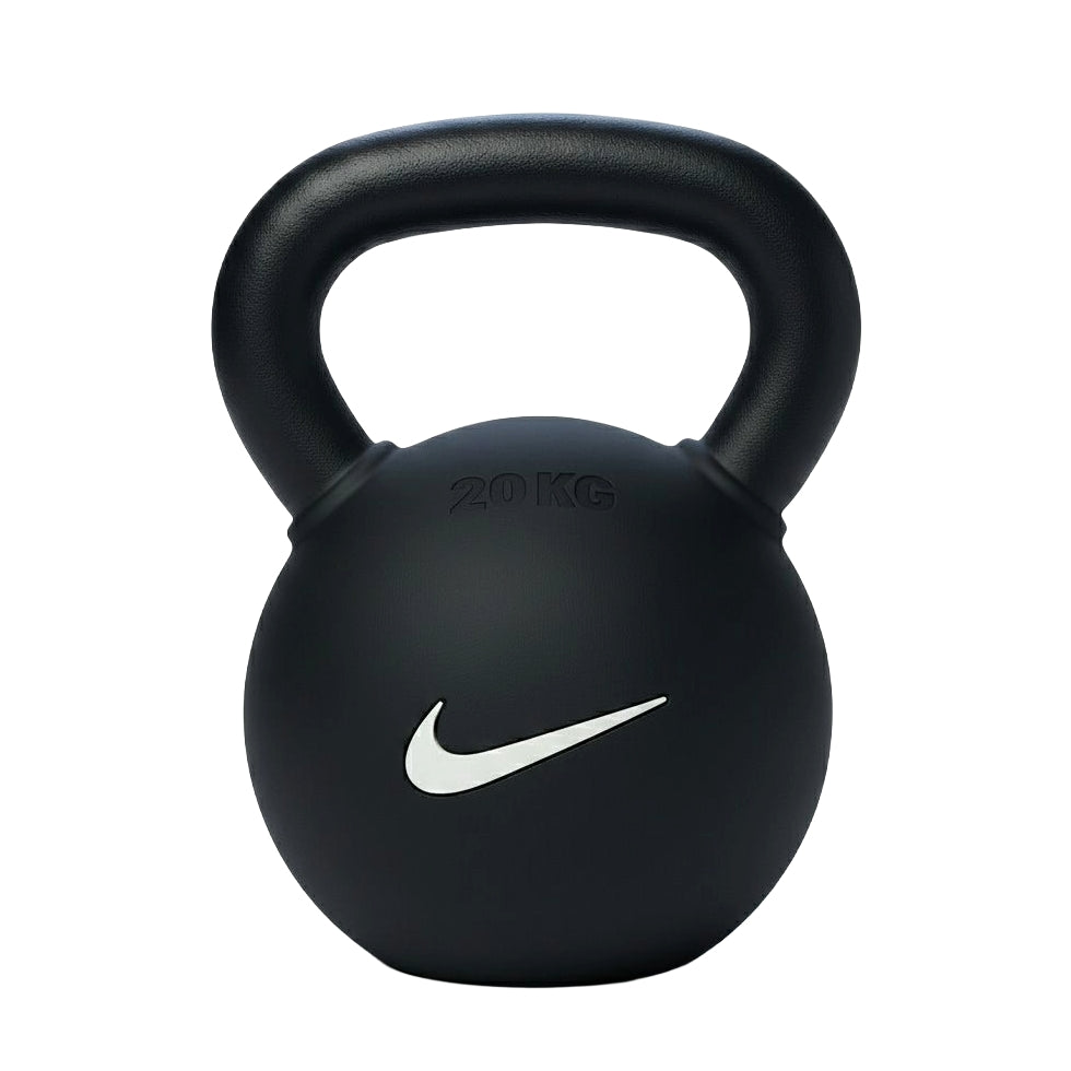 Nike Rubber Coated Kettlebell Strength Training Rubber Kettlebells - Black White 20