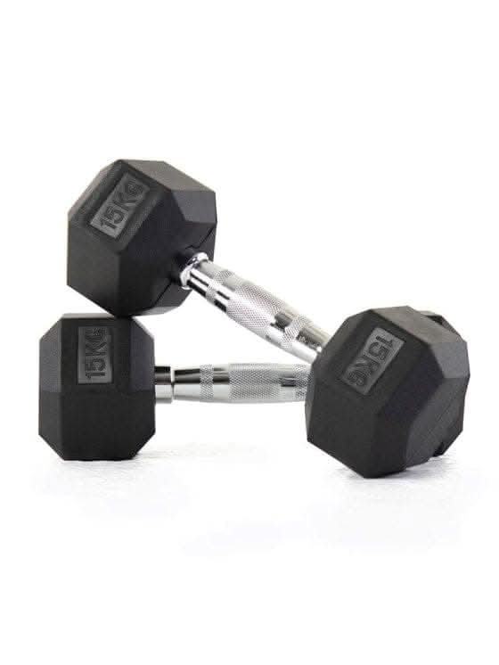 Liftdex Rubber Hex Dumbbell Pair, 2.5 KG - 30 KG 15 KG