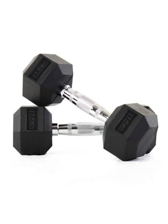 Liftdex Rubber Hex Dumbbell Pair, 2.5 KG - 30 KG 17.5 KG