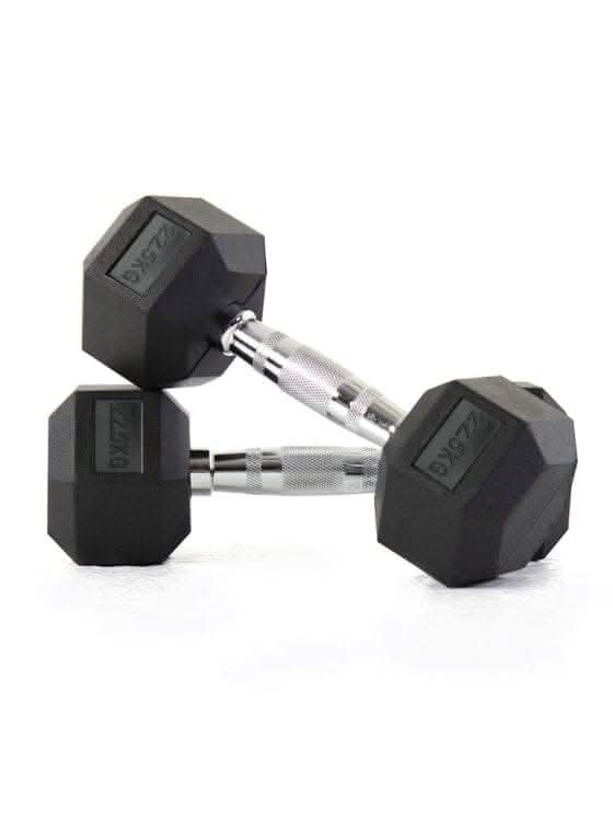 Liftdex Rubber Hex Dumbbell Pair, 2.5 KG - 30 KG 22.5 KG