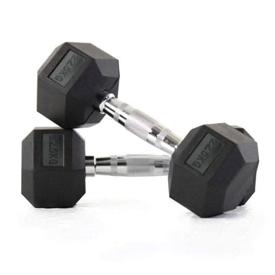Liftdex Rubber Hex Dumbbell Pair, 2.5 KG - 30 KG 22.5 KG