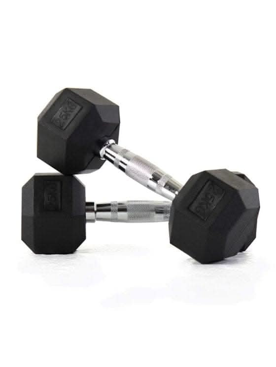 Liftdex Rubber Hex Dumbbell Pair, 2.5 KG - 30 KG 25 KG