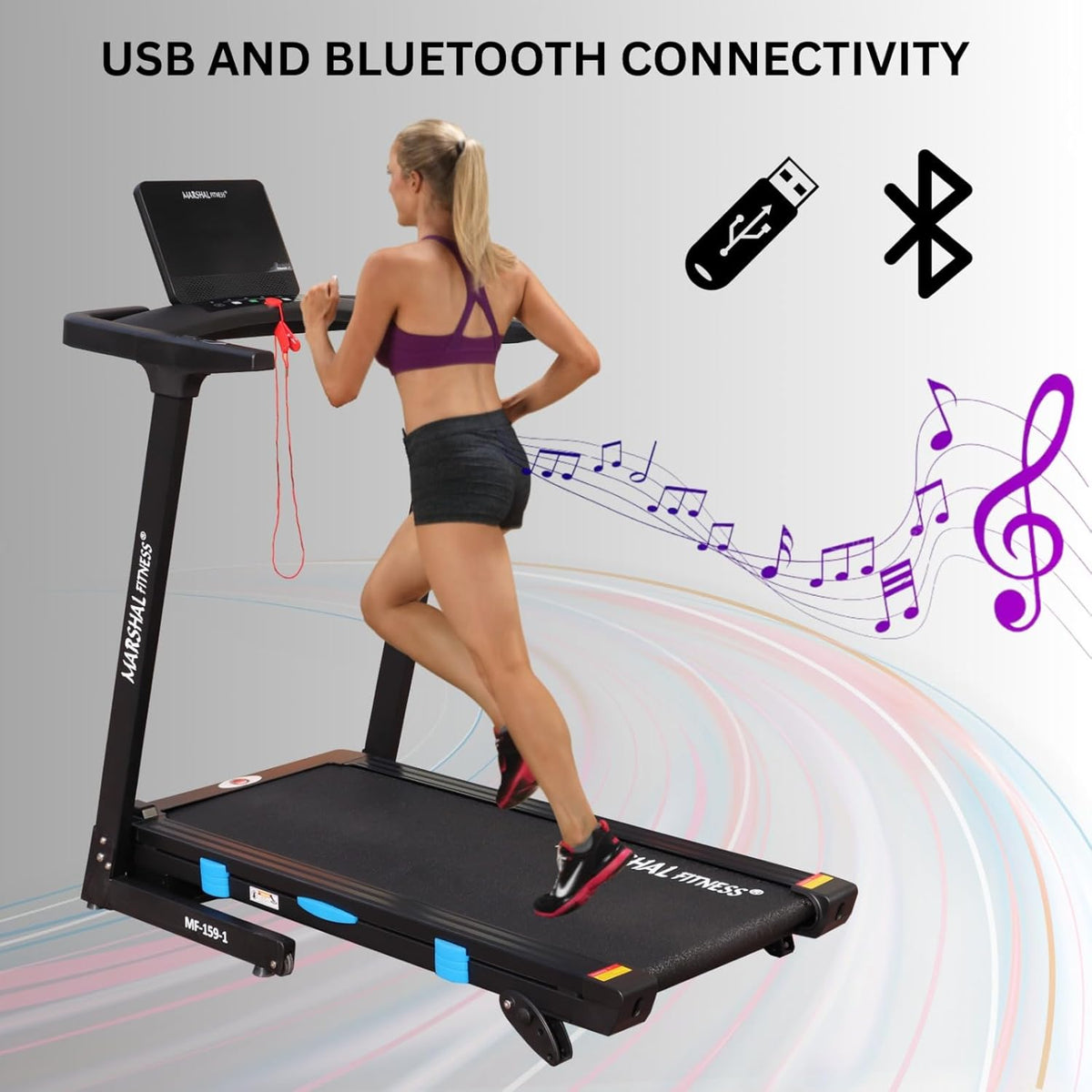 MF 3.5HP Foldable Treadmill 47cm Wide Belt 16 km/h 120kg