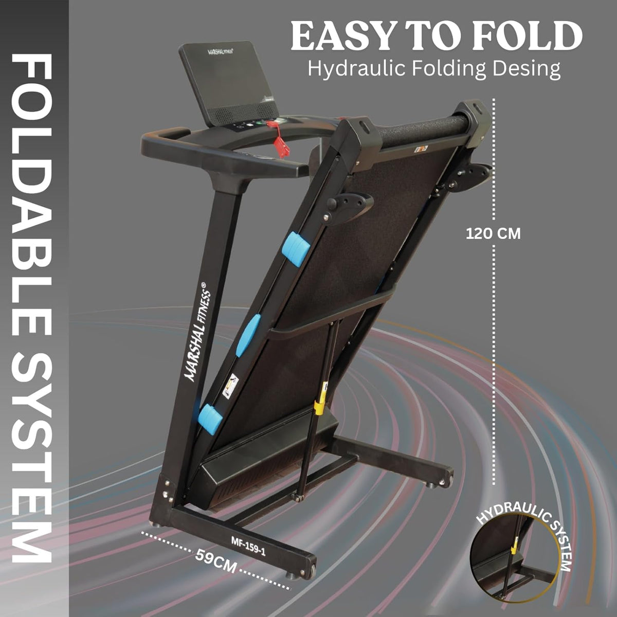 MF 3.5HP Foldable Treadmill 47cm Wide Belt 16 km/h 120kg