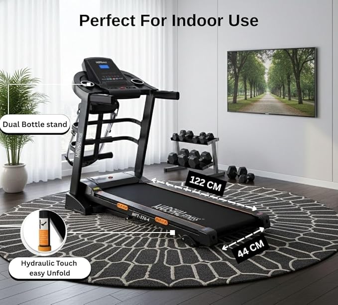 MF 3HP Foldable Treadmill with Massager 3-Level Incline 120kg