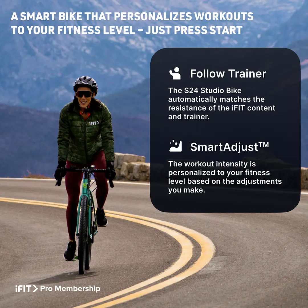 NordicTrack S24 Spinning Bike 2025 Model - NTEX24125-INT | 24" Pivoting Touchscreen, Silent Magnetic Resistance, AutoBreeze™ Fan, Bluetooth Connectivity, 350 lb Capacity