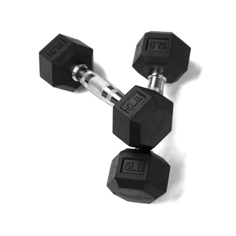1441 Fitness Rubber Hex Dumbbells in Pounds 5 - 50 Lbs (Sold In Pair) | Weight in LBS | Tough & Durable | Chrome Plated Economical Handle