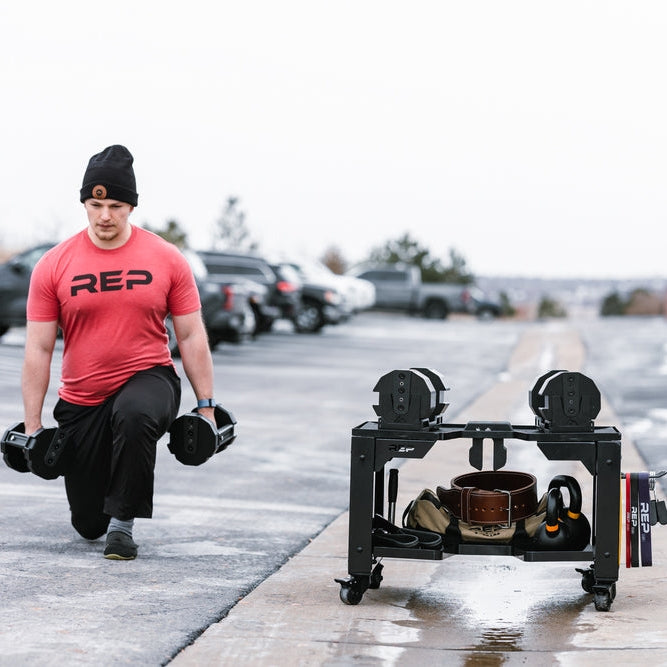 REP Fitness Multipurpose Dumbbell Storage Cart - Metallic Black