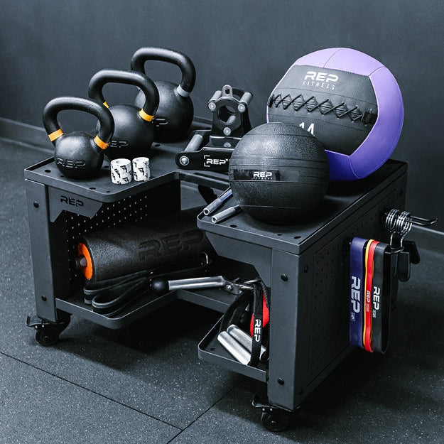REP Fitness Multipurpose Dumbbell Storage Cart - Metallic Black