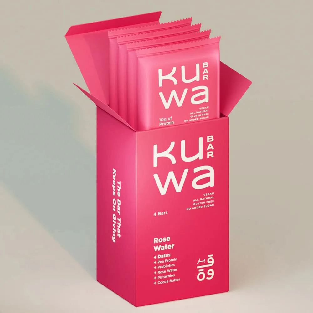 Kuwa All Natural Protein Bars (Pack of 4) Rose Water