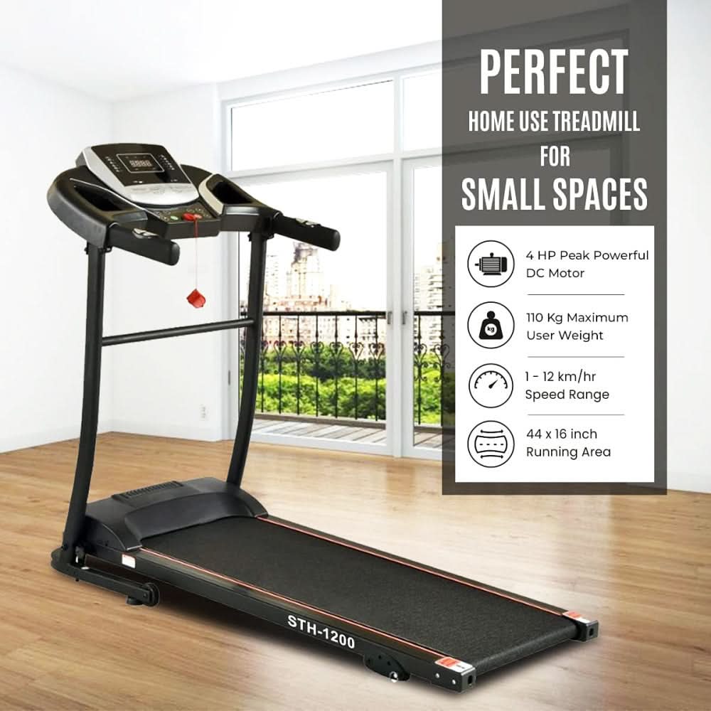 Sparnod Fitness STH-1200 (4 HP Peak DC Motor) Automatic and Foldable Motorized Treadmill