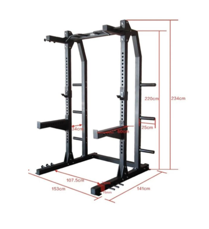 1441 Fitness Heavy Duty Semi Commercial Half Cage Squat Rack with Pull Up Bar J611