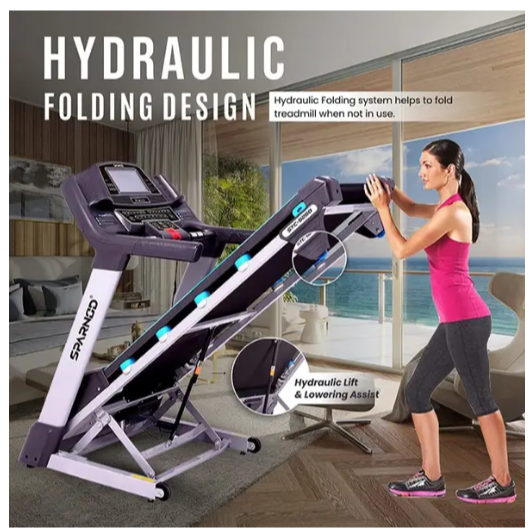 Sparnod Fitness 5 HP AC Motor Treadmill with 7 Inch LCD Display & Motor Incline, STC-5250