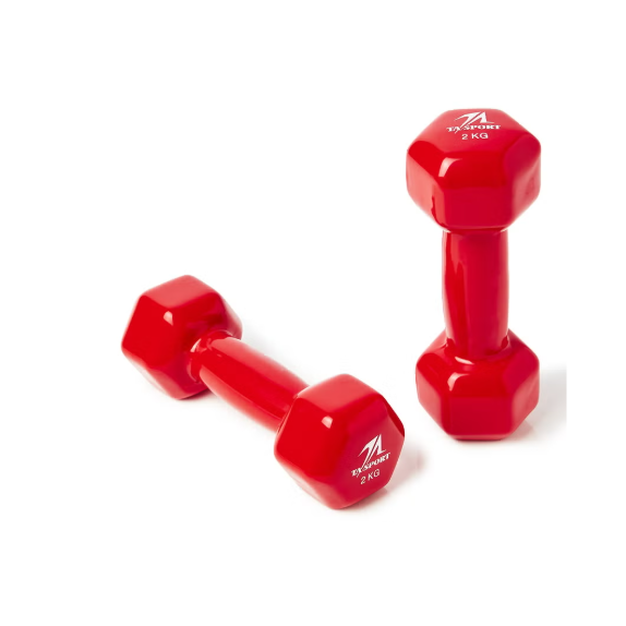 Ta Sports,s1 Hex Vinyl Dipping Dumbbell 4Kg*2Pcs, Db212, Red