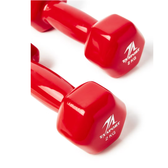 Ta Sports,s1 Hex Vinyl Dipping Dumbbell 4Kg*2Pcs, Db212, Red