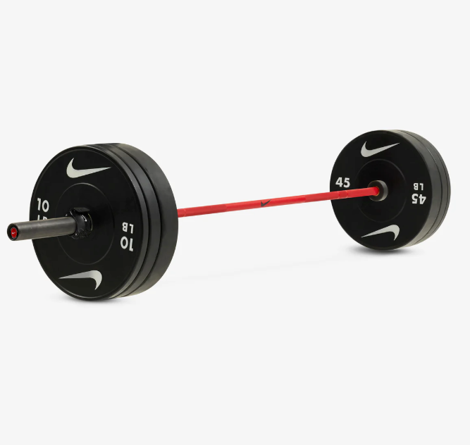 Nike Olympic Weight Plate & Barbell Set (60–160 Kg) Shield - 20 Kg (Red) 160 Kg (Including Barbell) Black