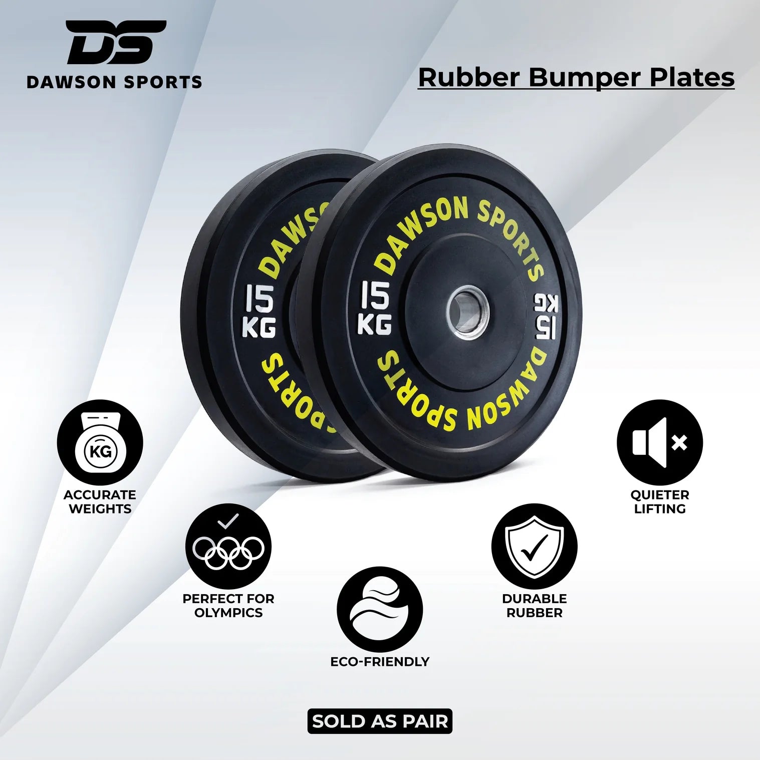 DS Rubber Bumper Plates (w/ upturned ring) - 15kg