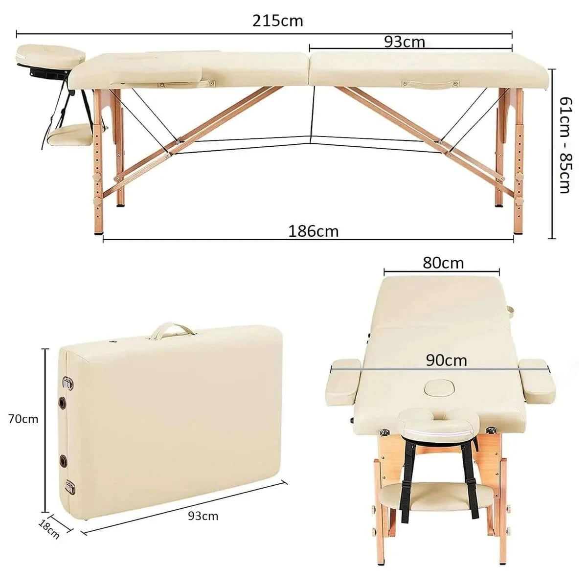 Nourest Portable Foldable Professional Massage Table (2 fold)