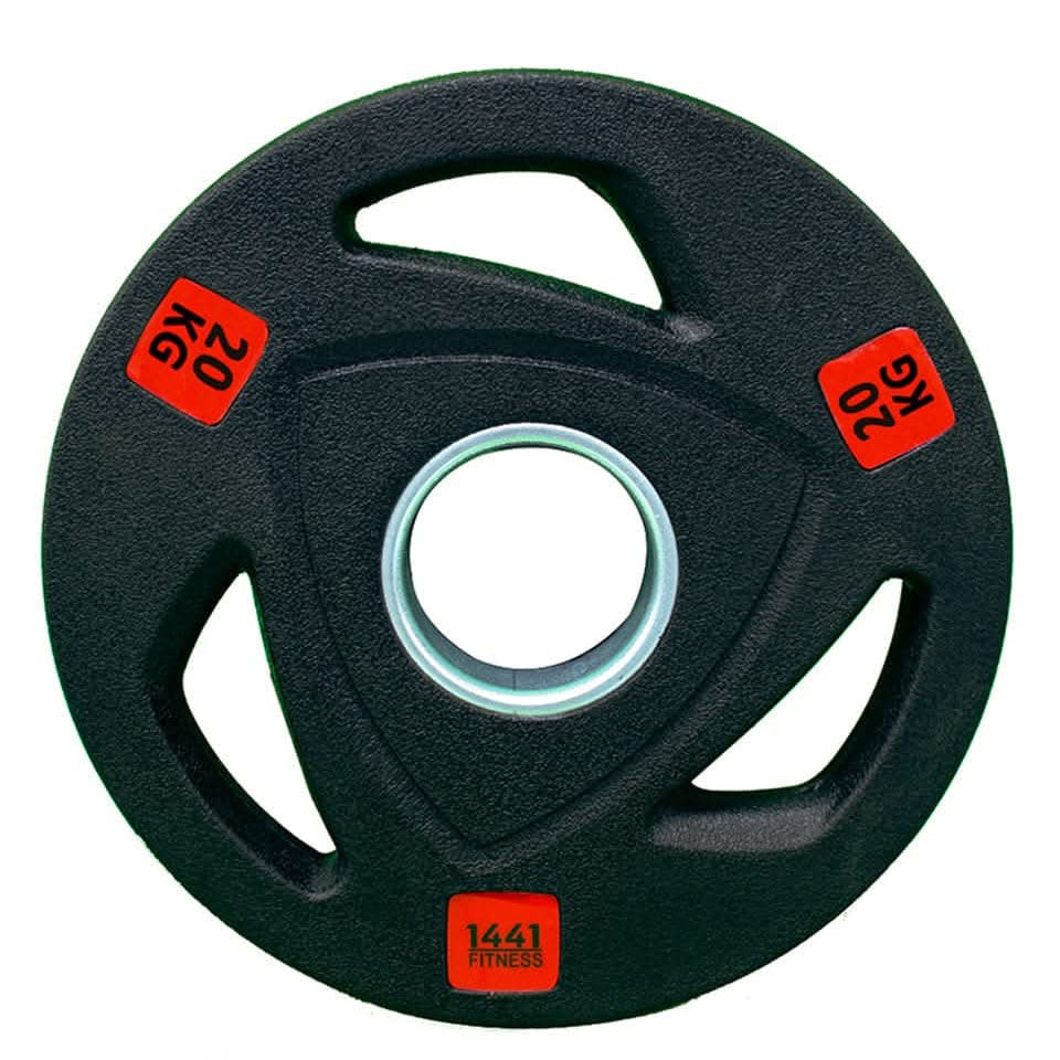 Combo 1441 Fitness 7 Ft Olympic Bar with Tri Grip Black Olympic Plates Set | 160 kg