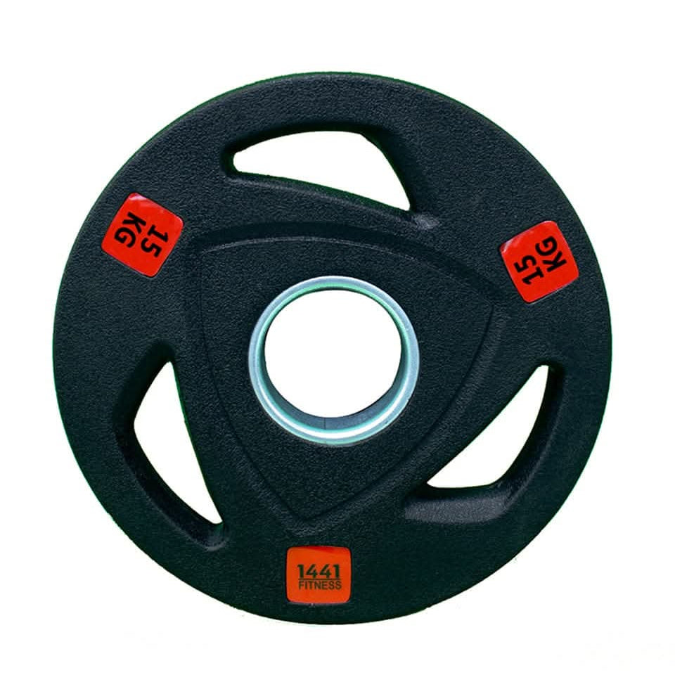 Combo 1441 Fitness 7 Ft Olympic Barbell with Black Olympic Tri-Grip Plates Set | 120 kg