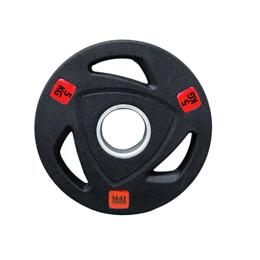 Combo 1441 Fitness 7 Ft Olympic Bar With Tri Grip Black Olympic Plates Set | 100 Kg