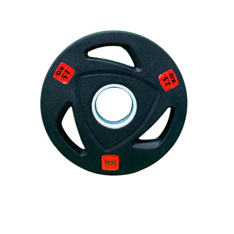 Combo 1441 Fitness 7 Ft Olympic Bar With Tri Grip Black Olympic Plates Set | 100 Kg