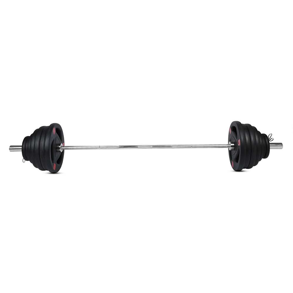 Combo 1441 Fitness 7 Ft Olympic Barbell with Black Olympic Tri-Grip Plates Set | 120 kg