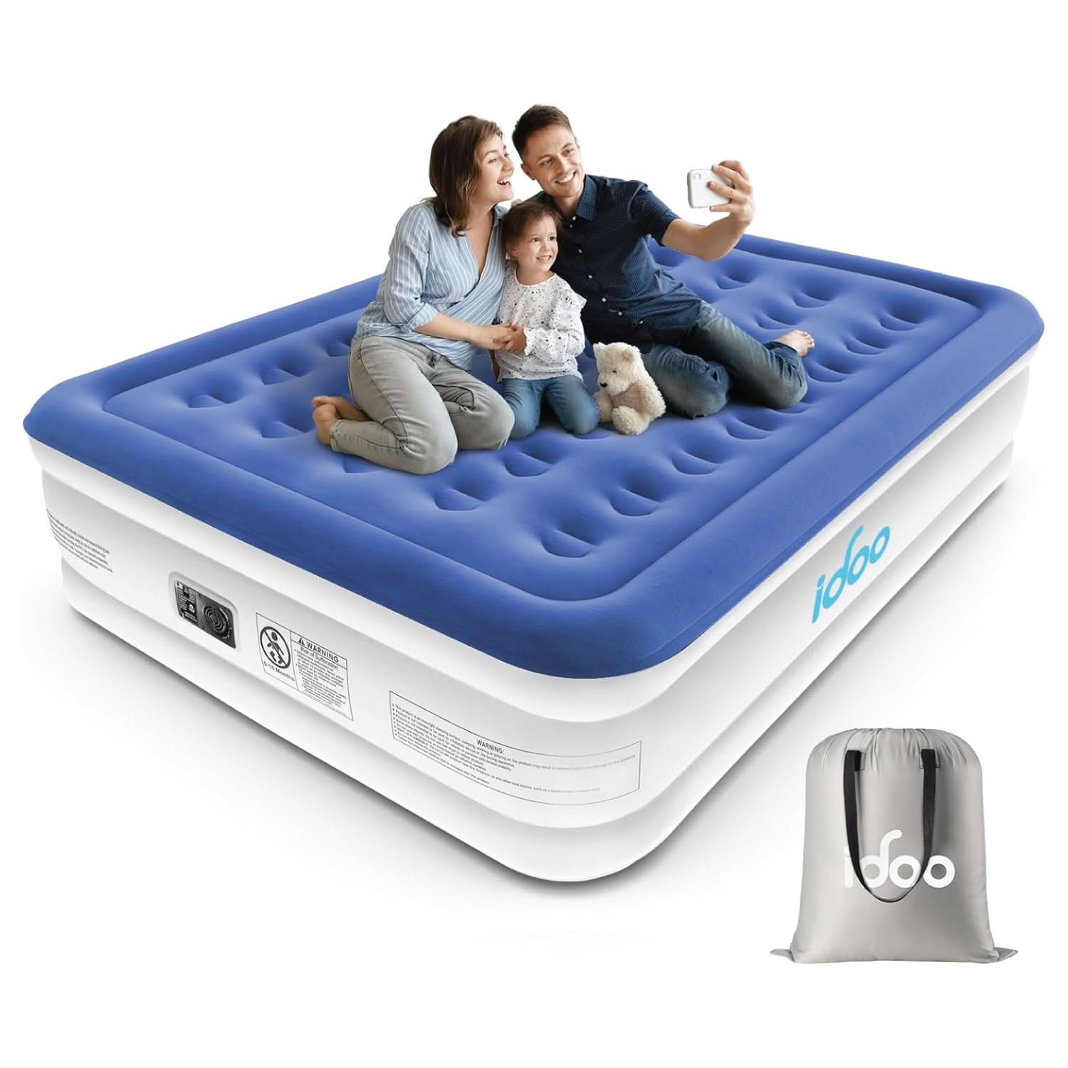 iDOO Inflatable Mattress with Inflation and Deflation Pump in Just 3 Minutes, for Home, Travel and Camping