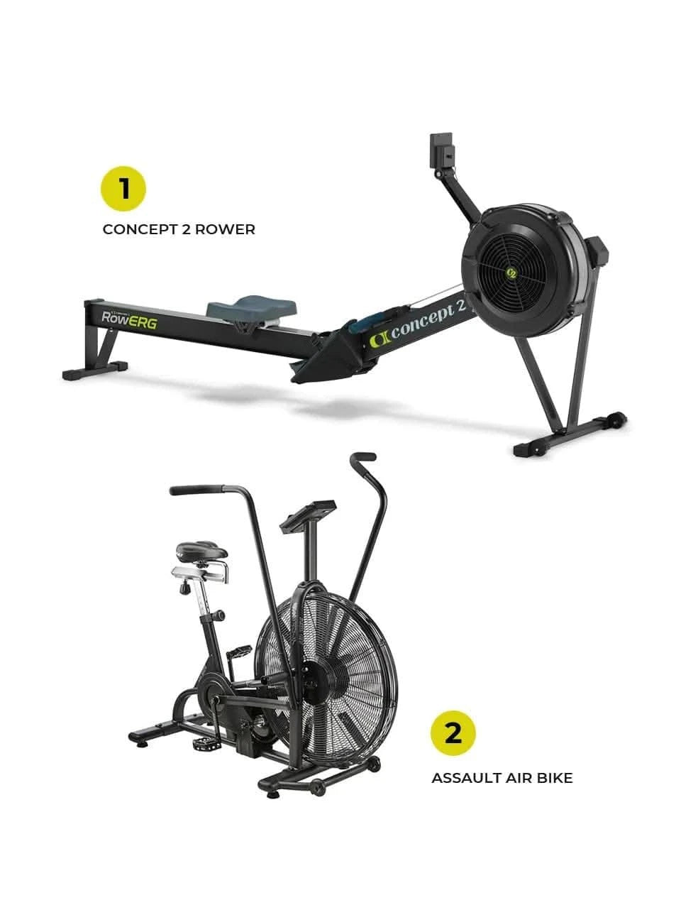 Combo Offer Assault Air Bike + Concept 2 Rower with PM 5 Monitor